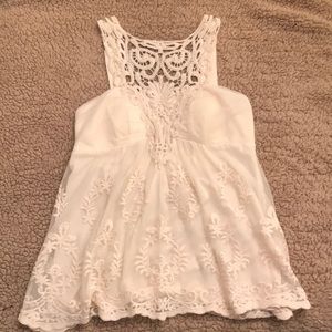 Boston Proper sheer lace top